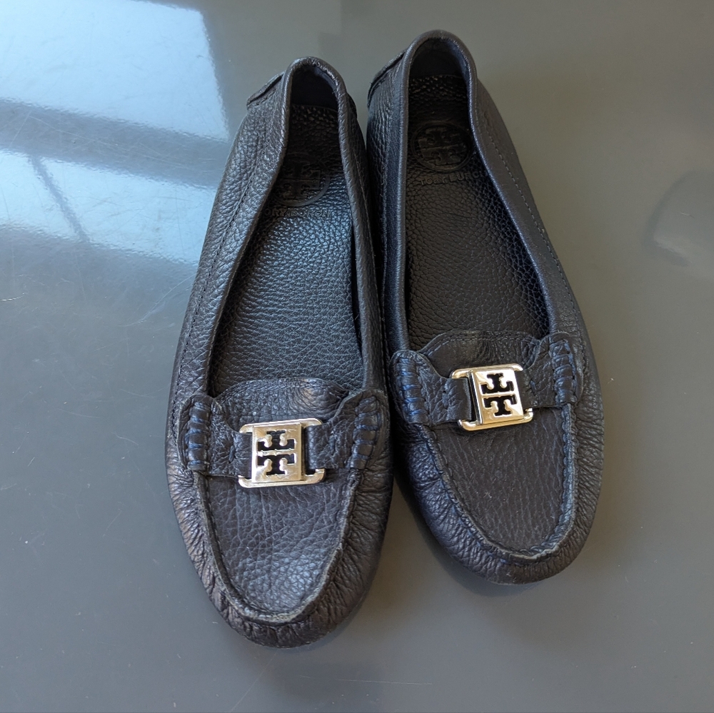 Tory Burch Kendrick Navy Leather Driving Loafers 6.5